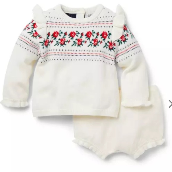 Janie and Jack Other - Janie and Jack Fair Isle Rose Matching Set